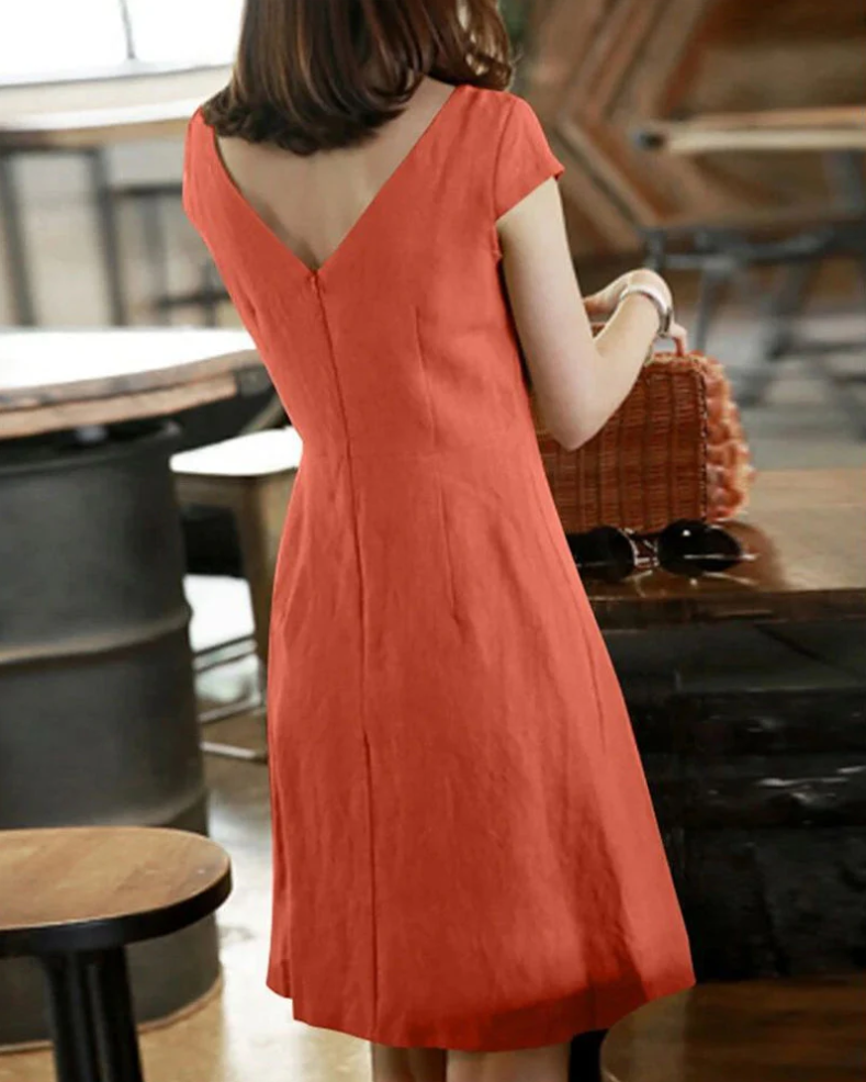 Short Sleeve Crew Neck Fit and Flare A-Line Mini Summer Dress