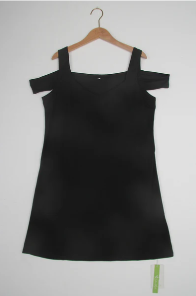 Cold Shoulder V-Neck Shift Mini Dress