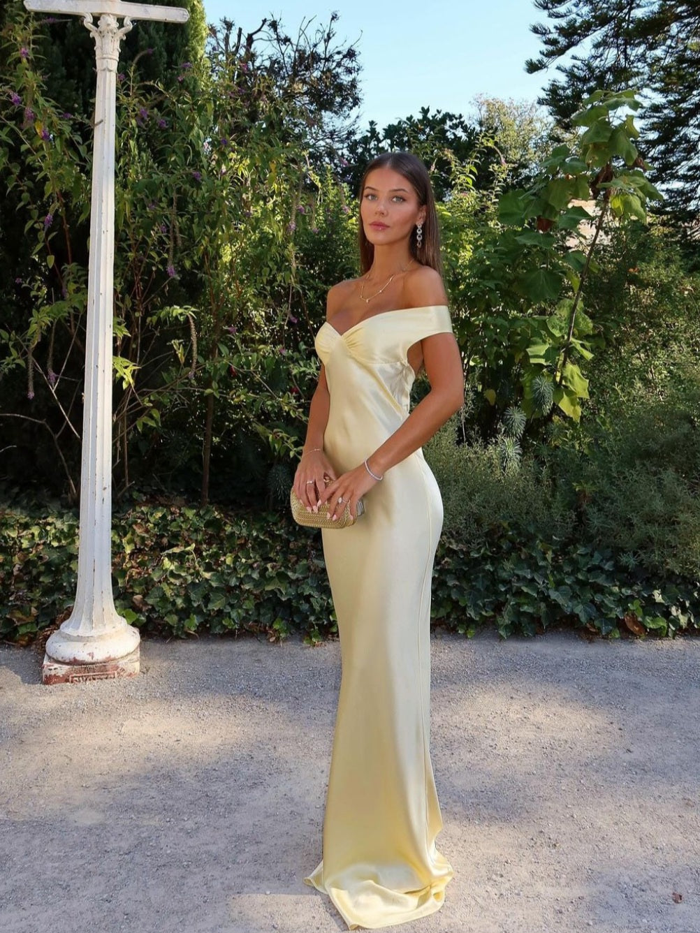 Emory | Satin Backless Maxi Dress Yellow