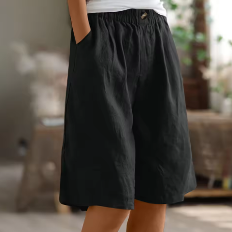 High Waist Wide Leg Knee Length Shorts
