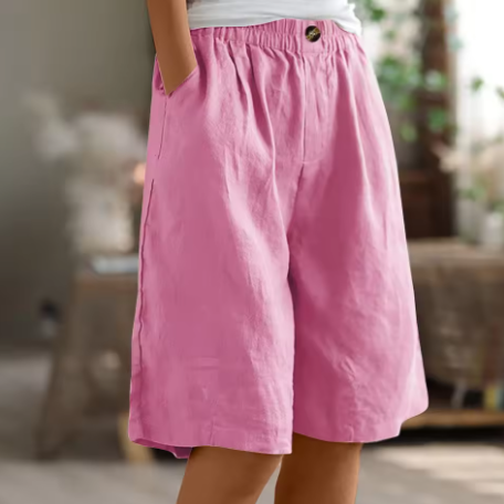 High Waist Wide Leg Knee Length Shorts
