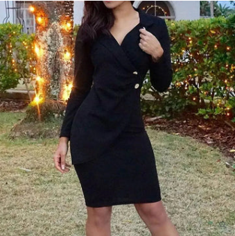 Ella Statement Cocktail Dress with Buttons Elevated Occasion Wear