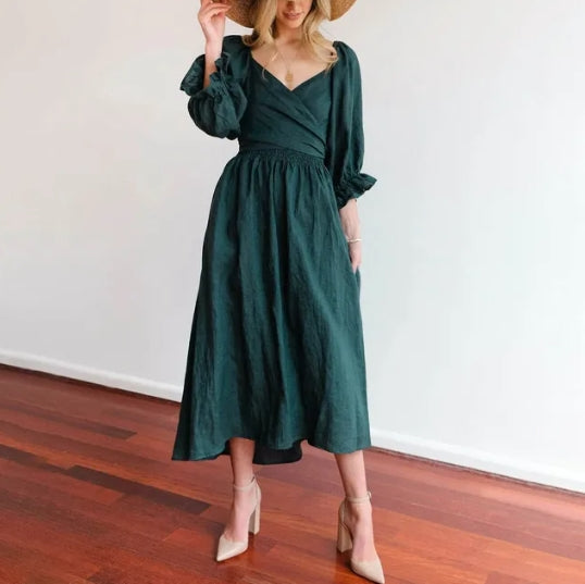 Josefina Statement French Dress with Ruffle Sleeves Boutique Collection