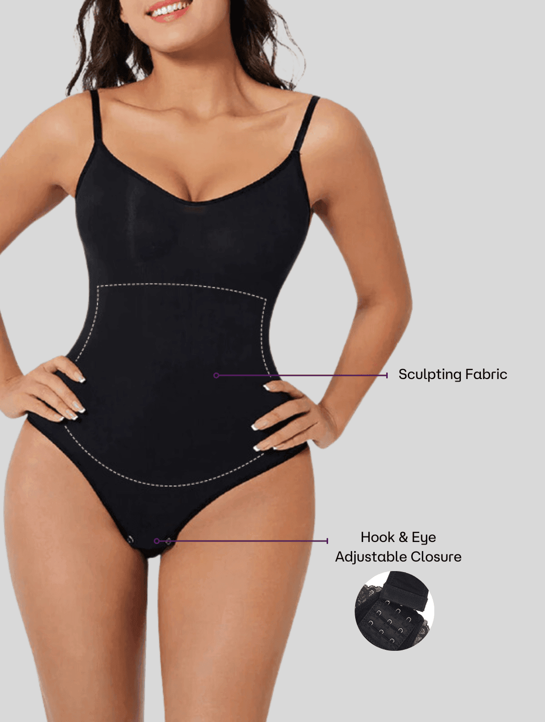 Spaghetti Strap Scoop Neck Shaping Bodysuit