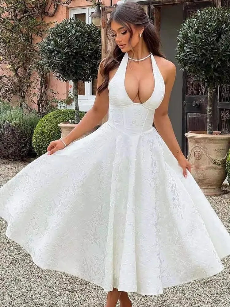 Jacquard Bow Strapless Backless Mini Dress 7