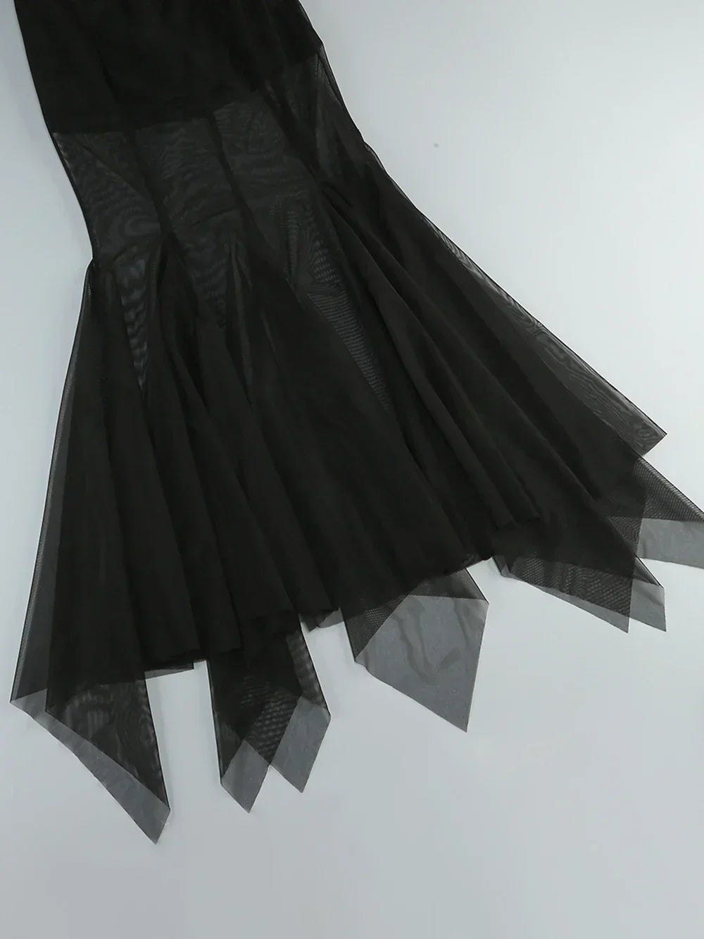 Off The Shoulder Mesh Folded Scarf Maxi Dress - View 7