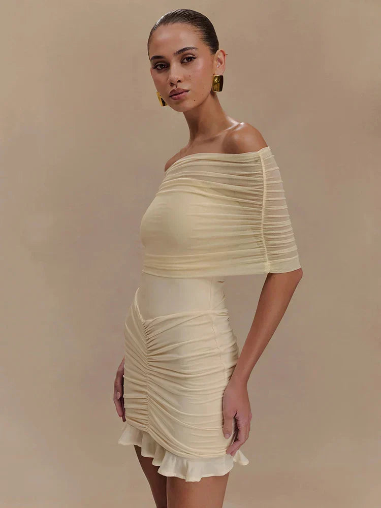 Strapless Mesh Ruffled Backless Mini Dress - View 2