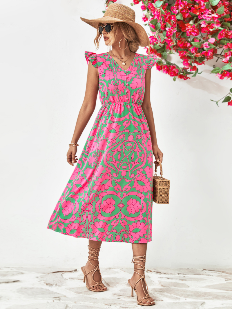 Printed Oriana Midi Dress for Women Light Breezy Style