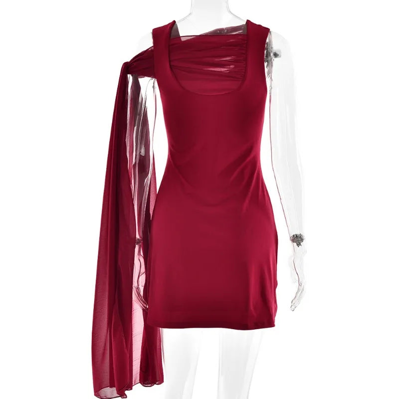 Asymmetrical Chiffon Ribbon Sleeveless Mini Dress - View 13