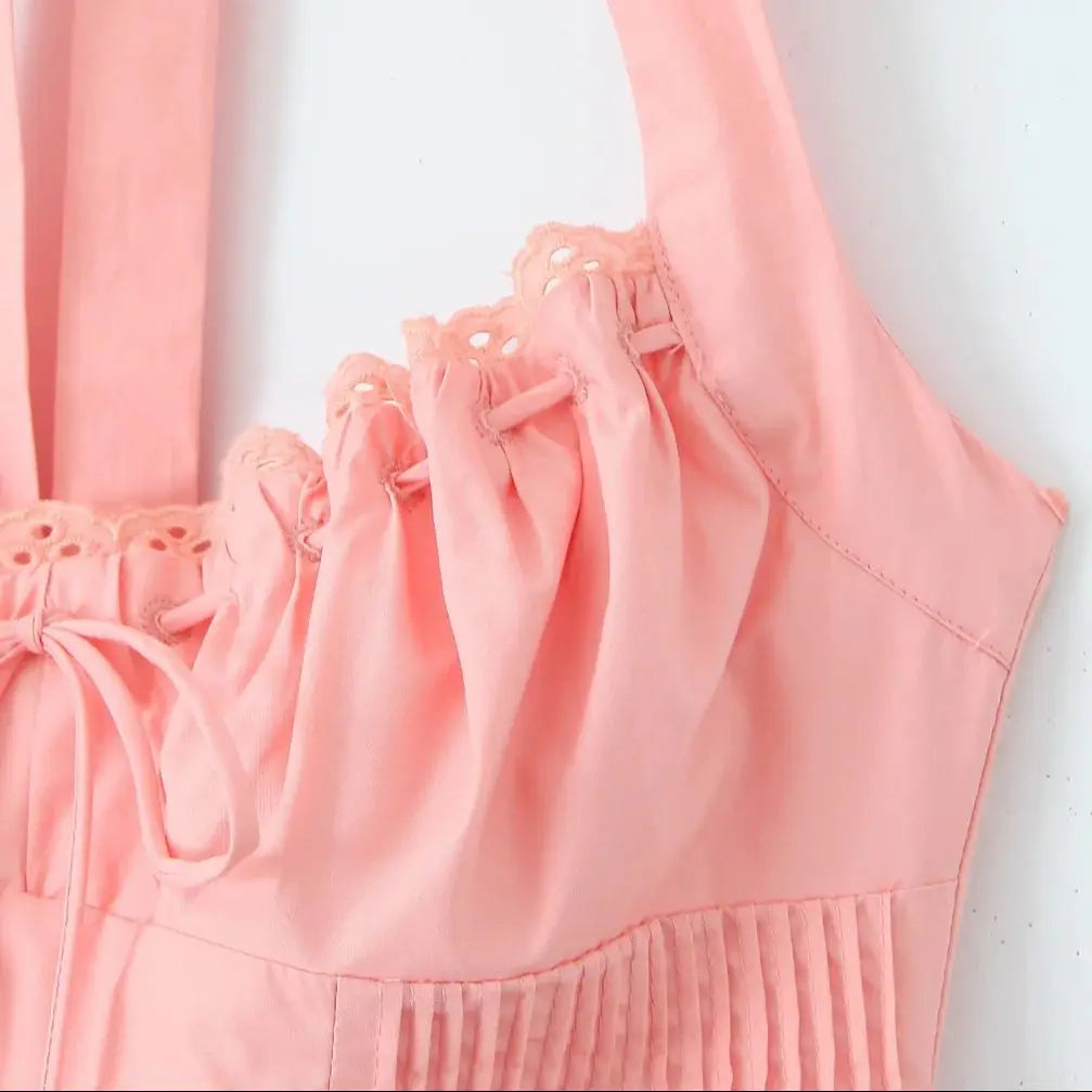 Halter Neck Corset Fit and Flare A-Line Midi Dress