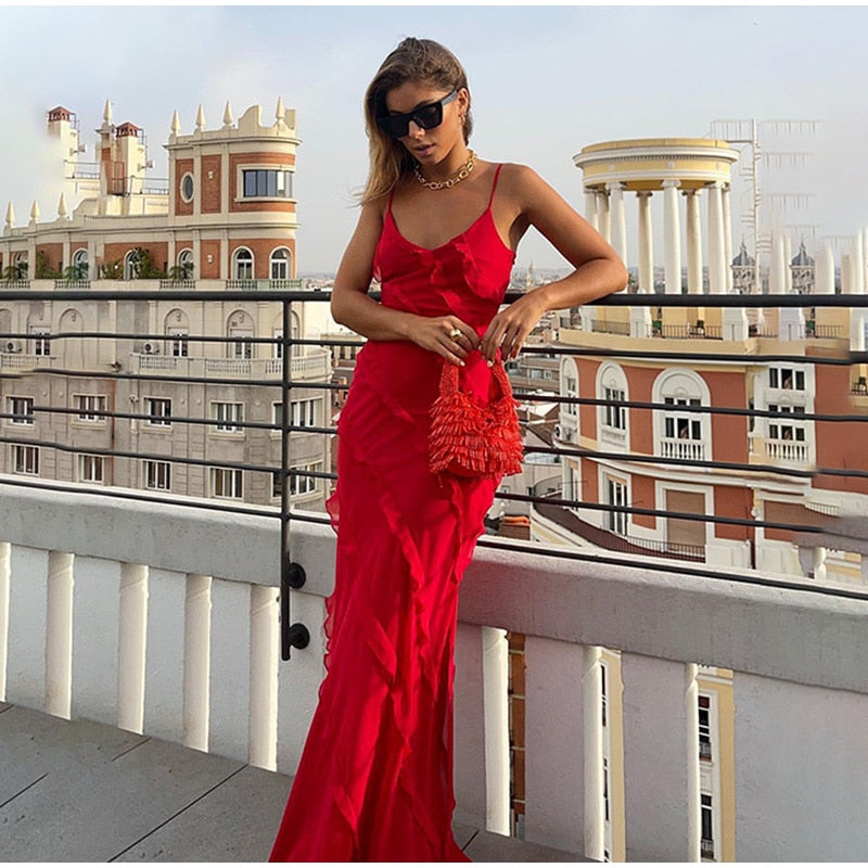 Chic Deep V Neck Maxi Dress