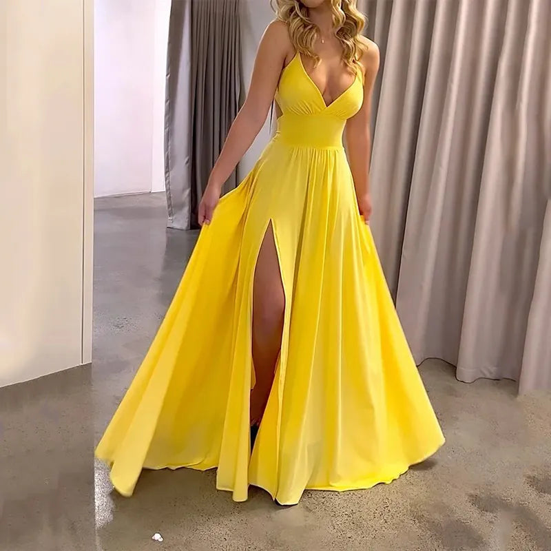 Clarisa Boutique Maxi Dress Summer Boutique Suspenders Slit Capped Waist Collection