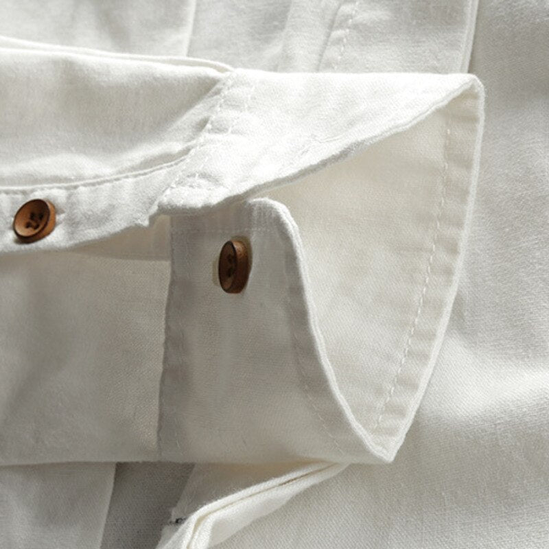 Men's Mandarin Collar Button Up Shirt Long Sleeve