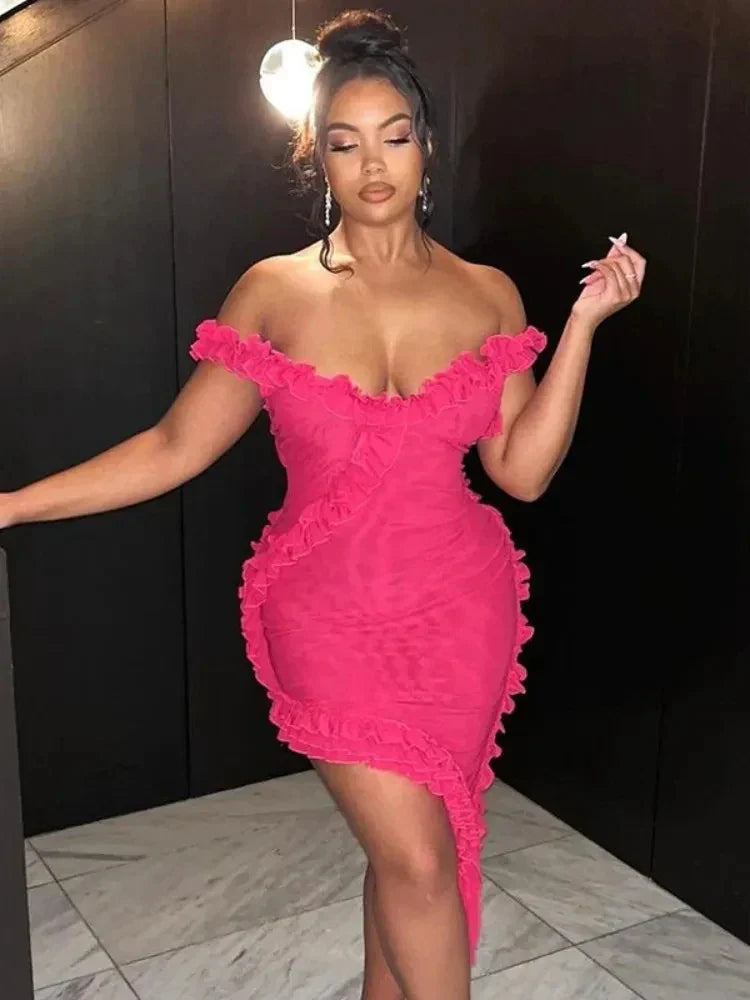 Ruffles Mesh Sleeveless Backless Party Dress 5