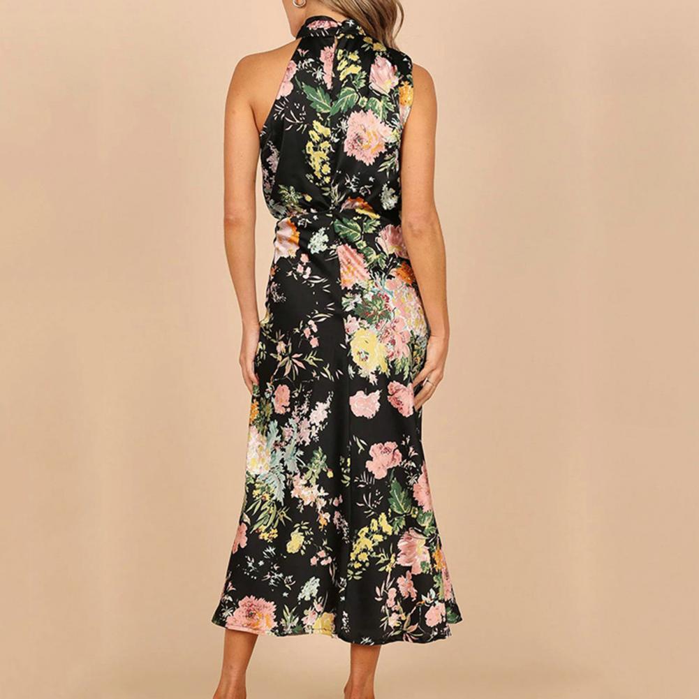 Olga Exclusive Backless Dress with Floral Pattern and Collar Statement Occasion Edit