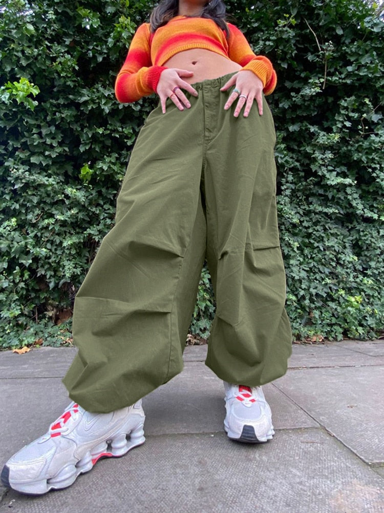 Mojoyce Cuteandpsycho Streetwear Joggers Baggy Trousers Loose Wide Leg Women Punk Sweatpants Chic Solid Fashion Vintage Pants Casual Y2K