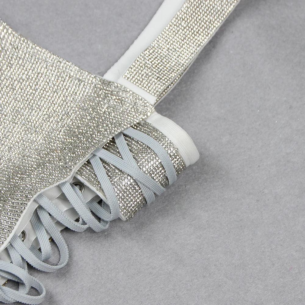 Coolest Kind Diamond Sleeveless Lace Up Mini Dress - View 10