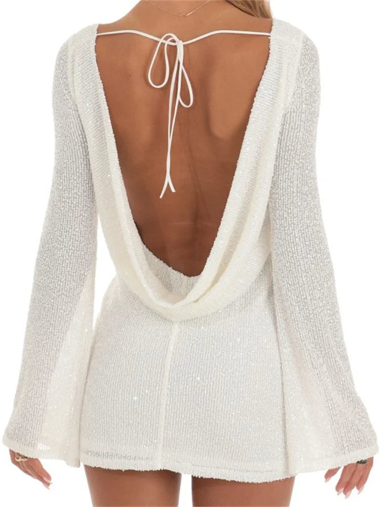 Sequin Backless Mini Dress