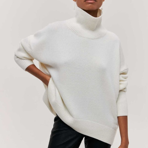 Turtleneck Short Sleeve Oversized Knit Sweater