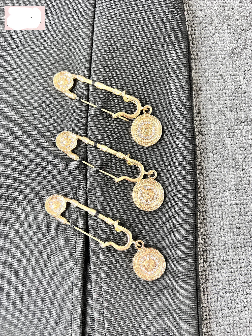 Medallion Safety Pin Sleeveless V-Neck Wrap Bandage High Split Midi Dress
