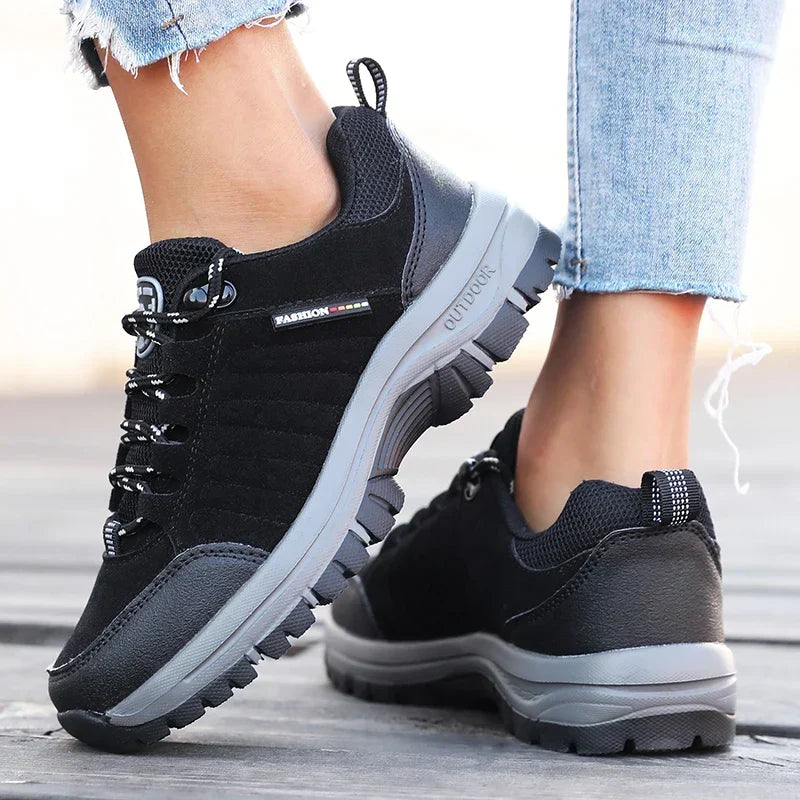 Lace Up Suede Look Chunky Hiking Sneakers