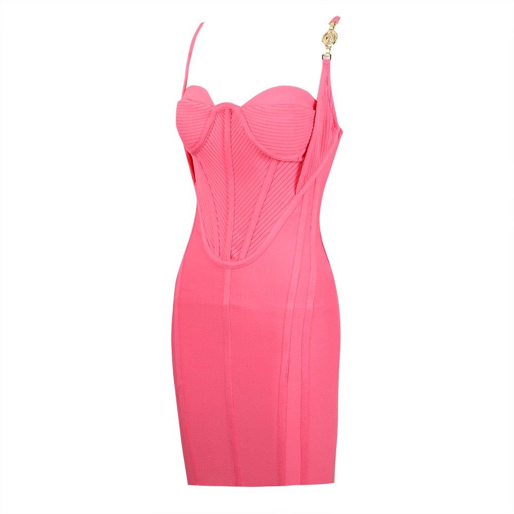 Mesh Spaghetti Strap Bustier Corset Bodycon Mini Dress