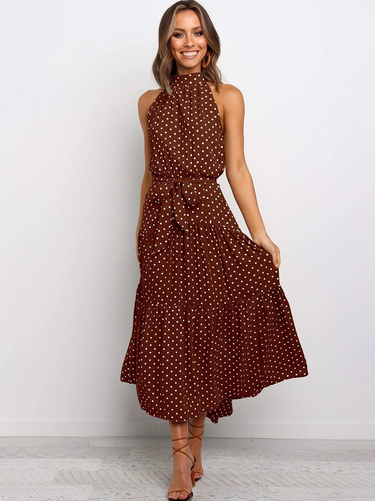 Adriana Chic Summer Dress with Polka Dot Print Shine Into Designer Edit
