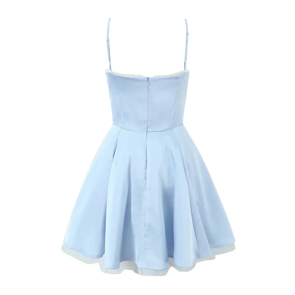 Satin Corset Style Lace 2 layers Lining Hem Mini Dress