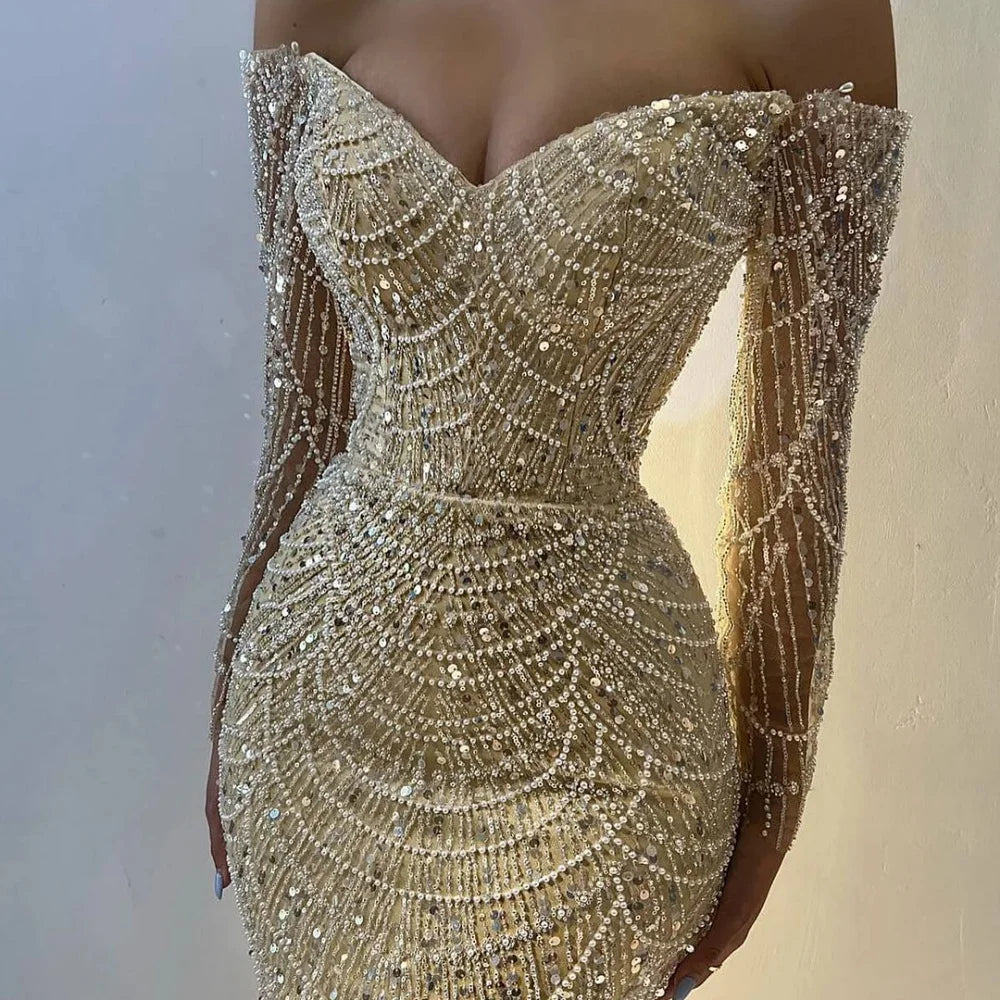 Beading Satin A-Line Prom Dress