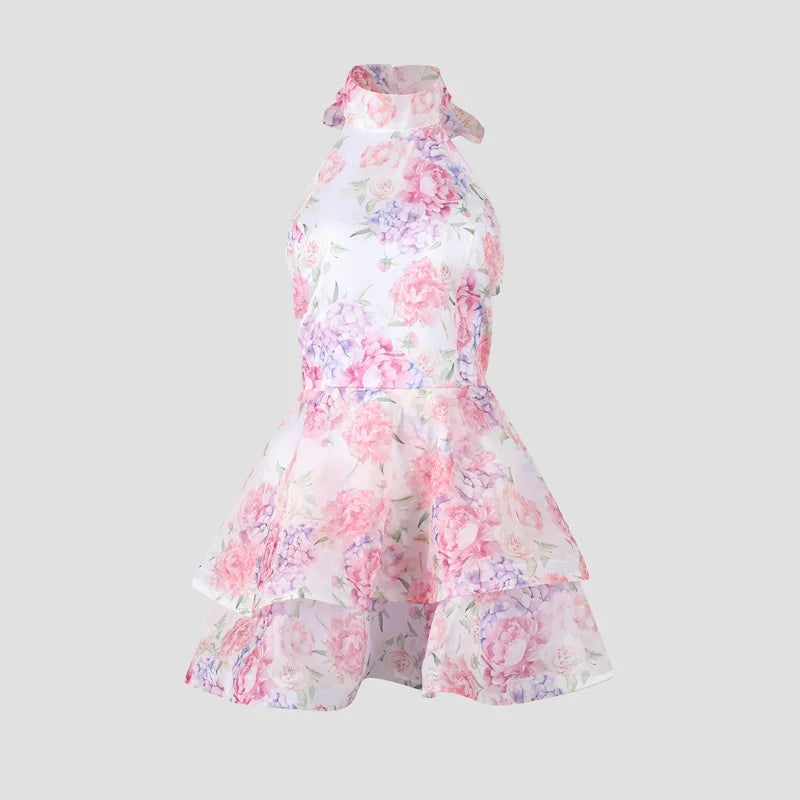 ELLE FLORAL MINI DRESS Pink