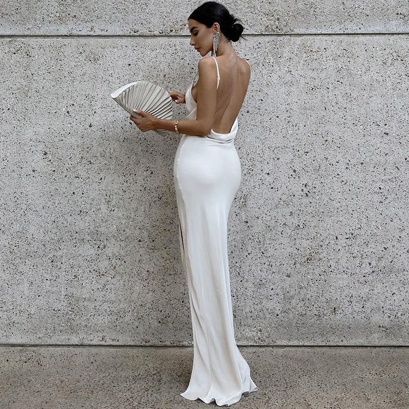 Magnificent World Satin Slit Maxi Dress - View 3
