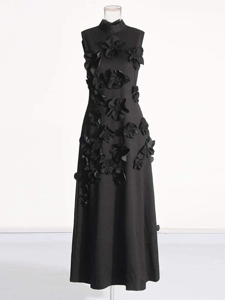 MINA FLOWER DRESS Black