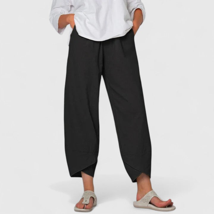 High Waist Relaxed Wide Leg Tulip Hem Pants