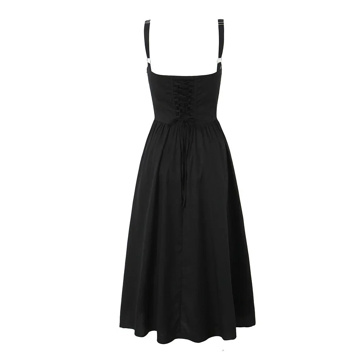 Corset Sweetheart Neck Spaghetti Strap High Split Midi Dress