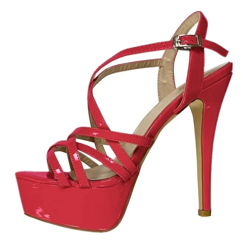 Strappy Peep Toe Platform Stiletto Sandals