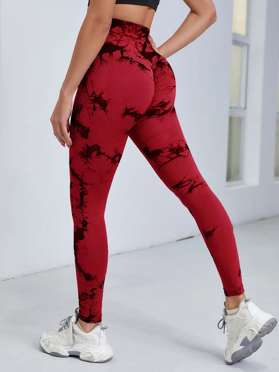 Tie Dye High Waist Seamless Ribbed Workout Leggings 15