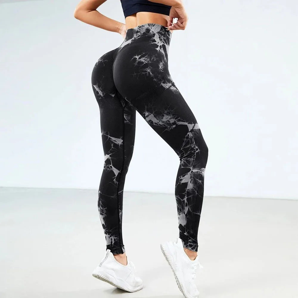 Tie Dye High Waist Seamless Ribbed Workout Leggings 19