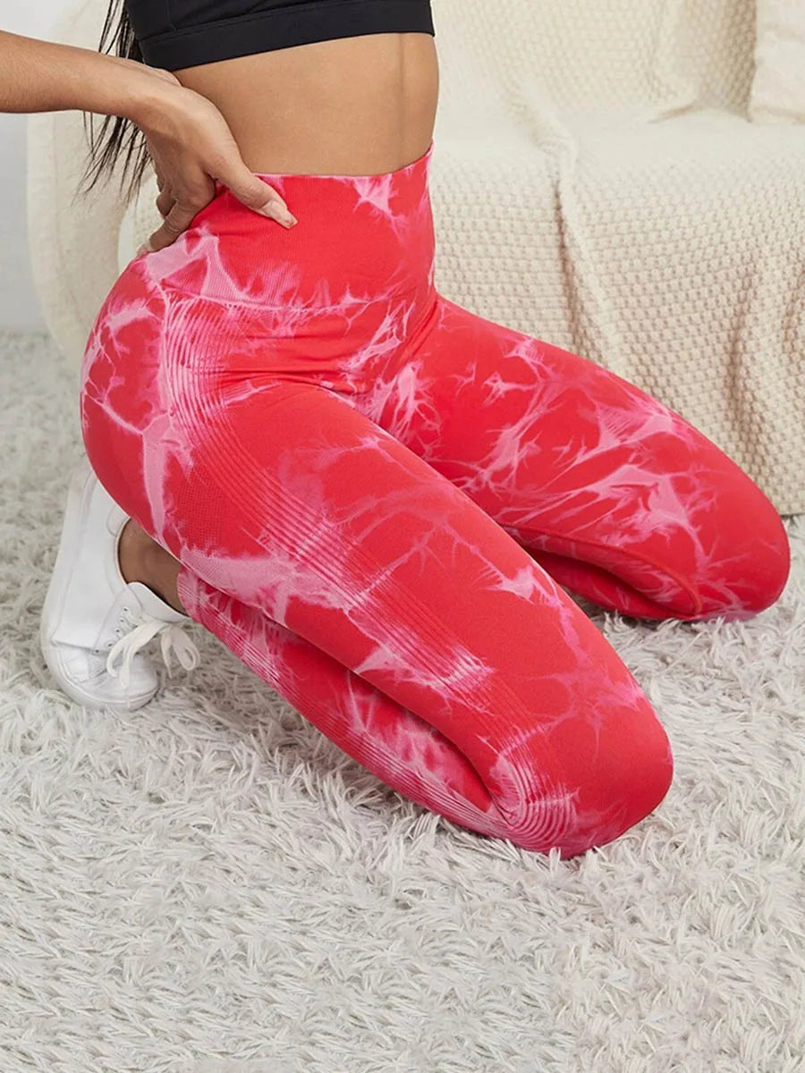 Tie Dye High Waist Seamless Ribbed Workout Leggings 3
