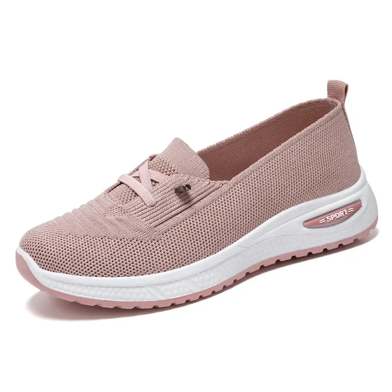 Knit Mesh Slip On Platform Sneakers