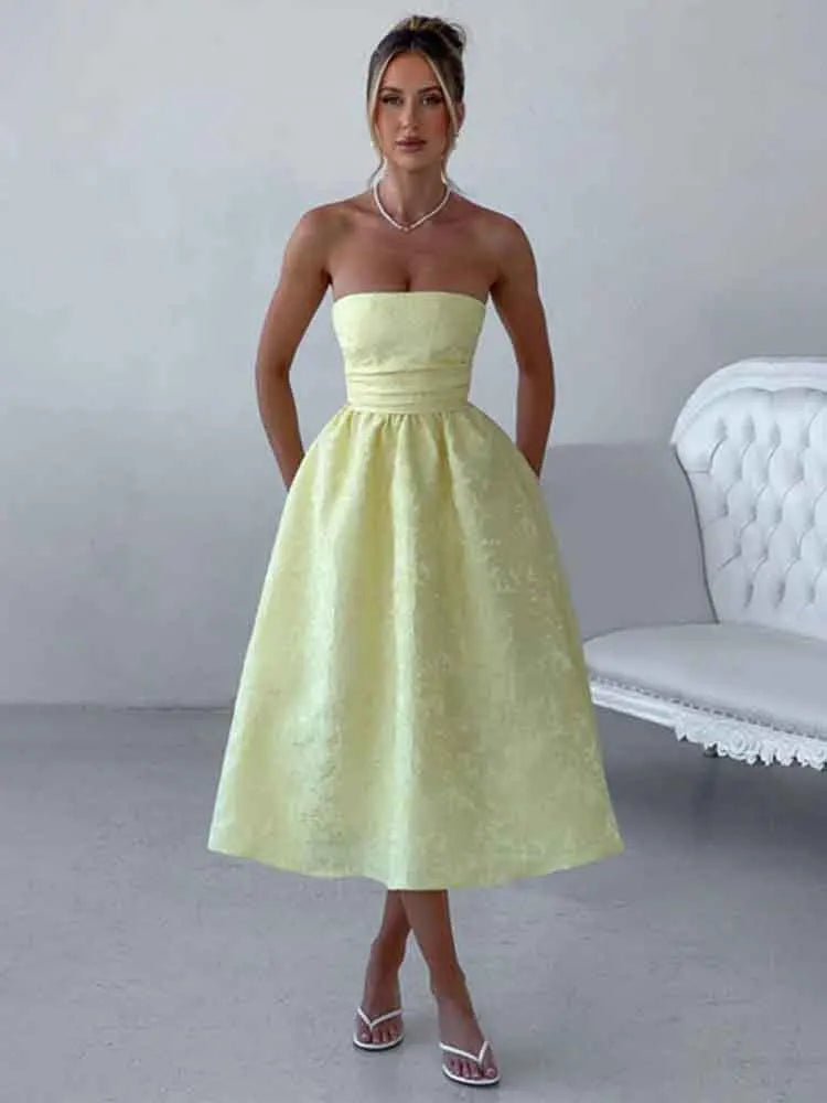 Jacquard Bow Strapless Backless Mini Dress 17