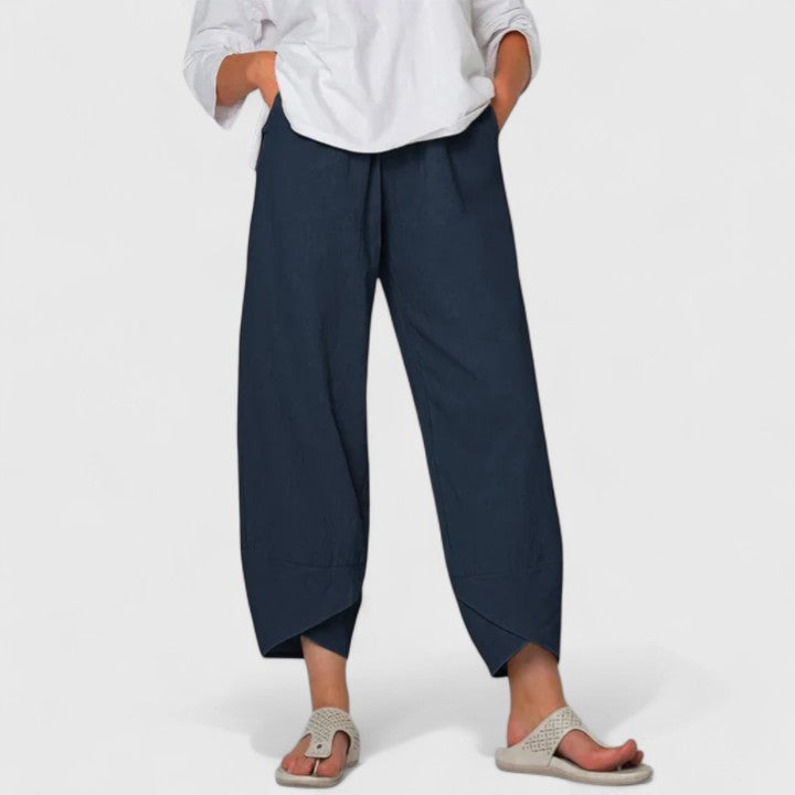 High Waist Relaxed Wide Leg Tulip Hem Pants