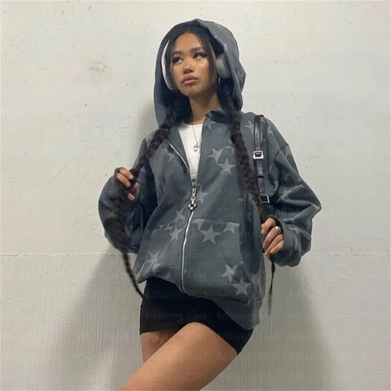 Star Graphic Grunge Hoodie