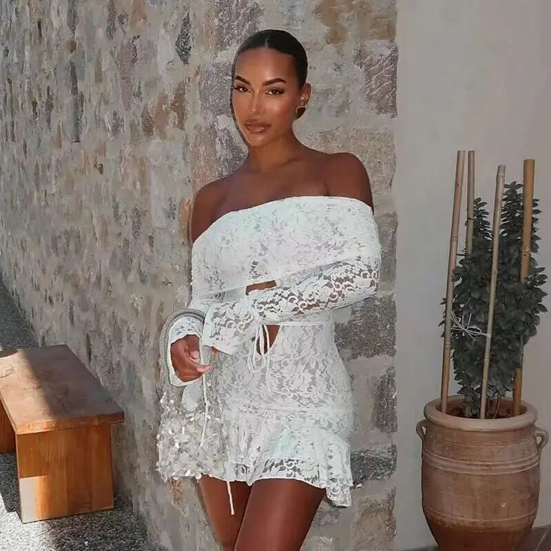 Strapless Lace Backless Party Mini Dress - View 9