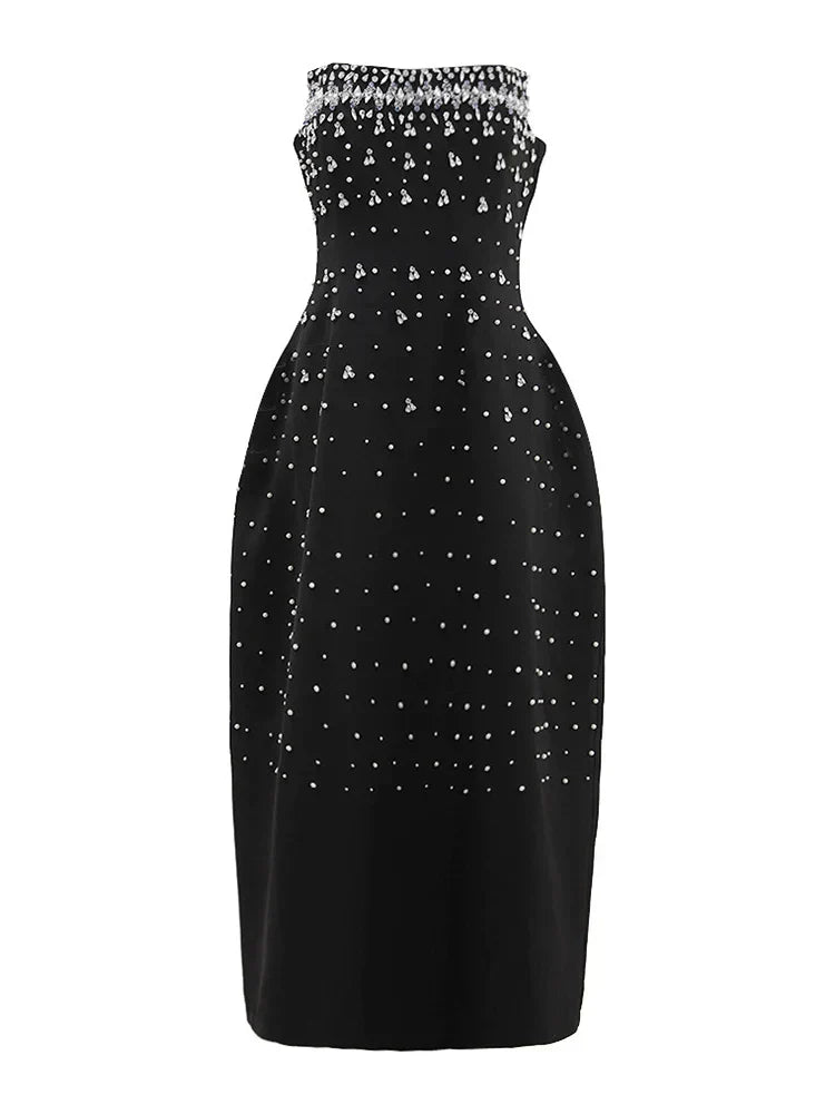 Sequin Beaded Strapless Fit and Flare Mini Party Dress