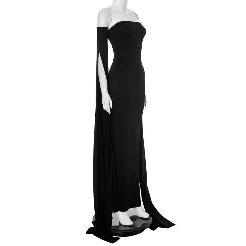 Strapless Extra - long Flare Sleeves Dress