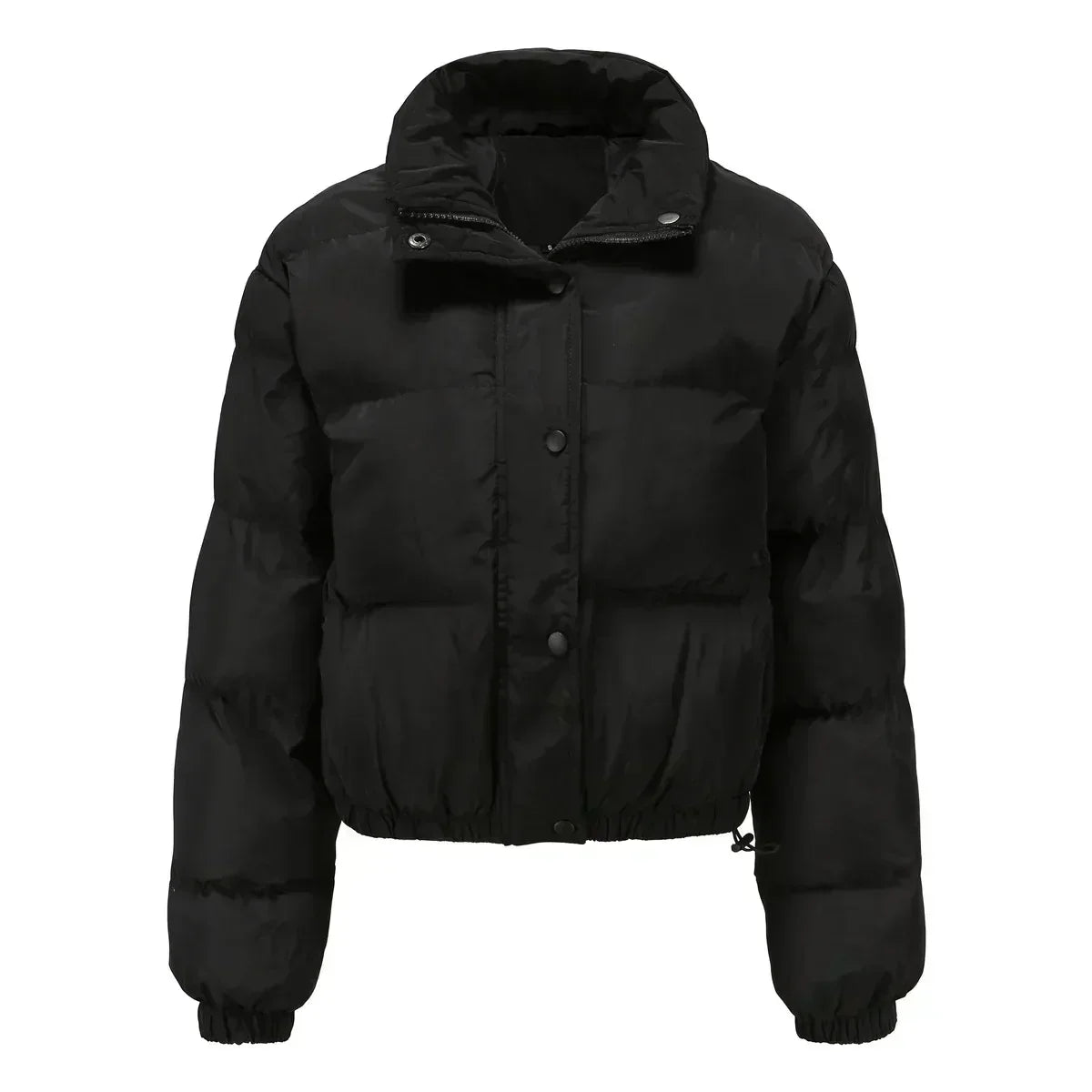 Stand Collar Long Sleeve Cropped Puffer Jacket