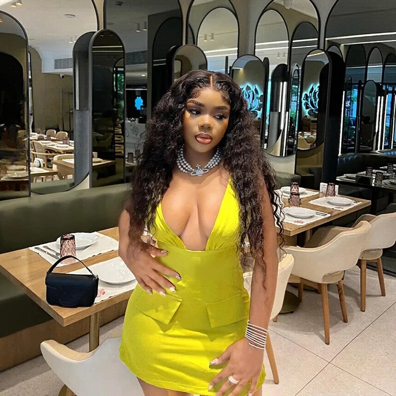 V - Neck Bodycon Mini Dress