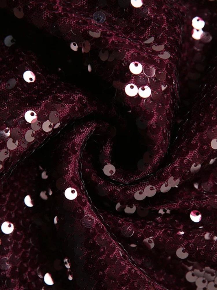 Sequin Backless Mini Dress in Maroon - View 4