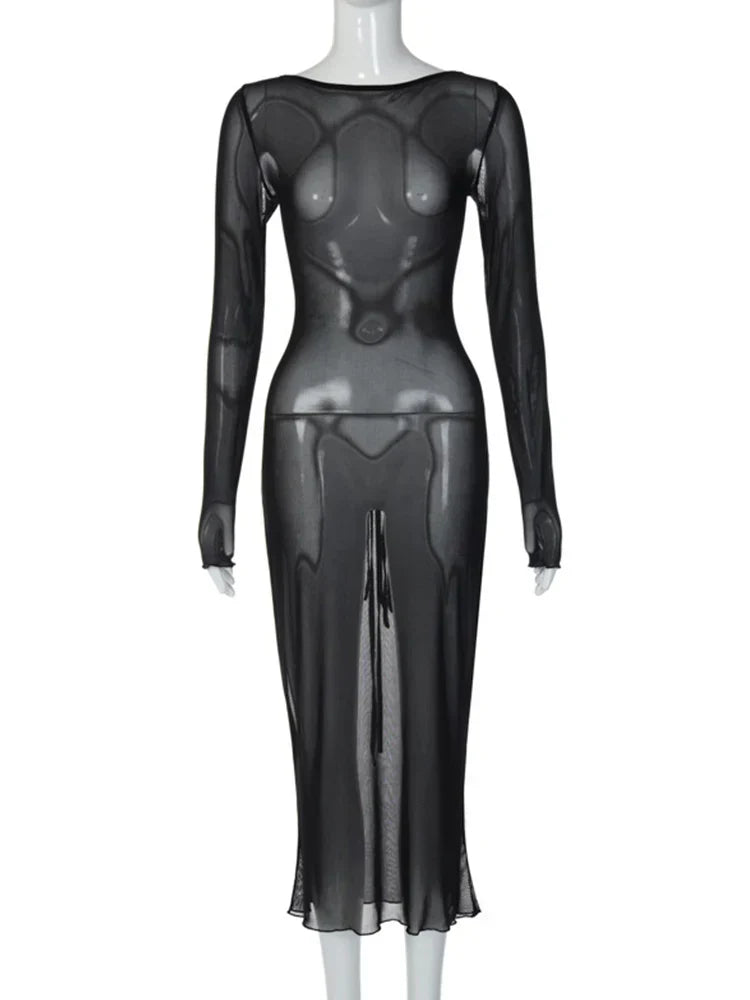Sexy Backless Strappy Elegant Long Tulle Maxi Midi Dresses - View 6