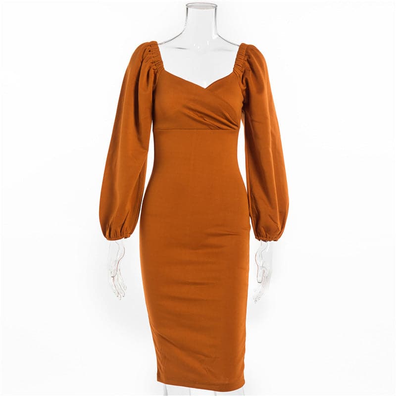 Puff Sleeve Sweetheart Ruched Bodycon Dress - View 2